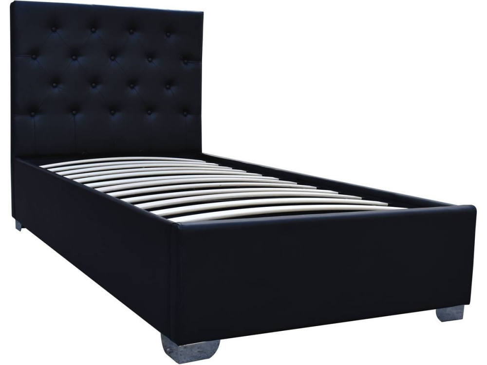 Cama de solteiro com baú "Tino" - 90 × 190 cm - Preto
