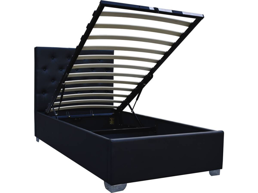 Cama de solteiro com baú "Tino" - 90 × 190 cm - Preto