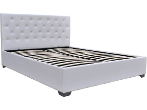 Cama de casal com baú "Tino" - 160 × 200 cm - Branco