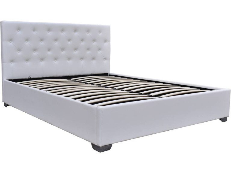 Cama de casal com baú "Tino" - 160 × 200 cm - Branco