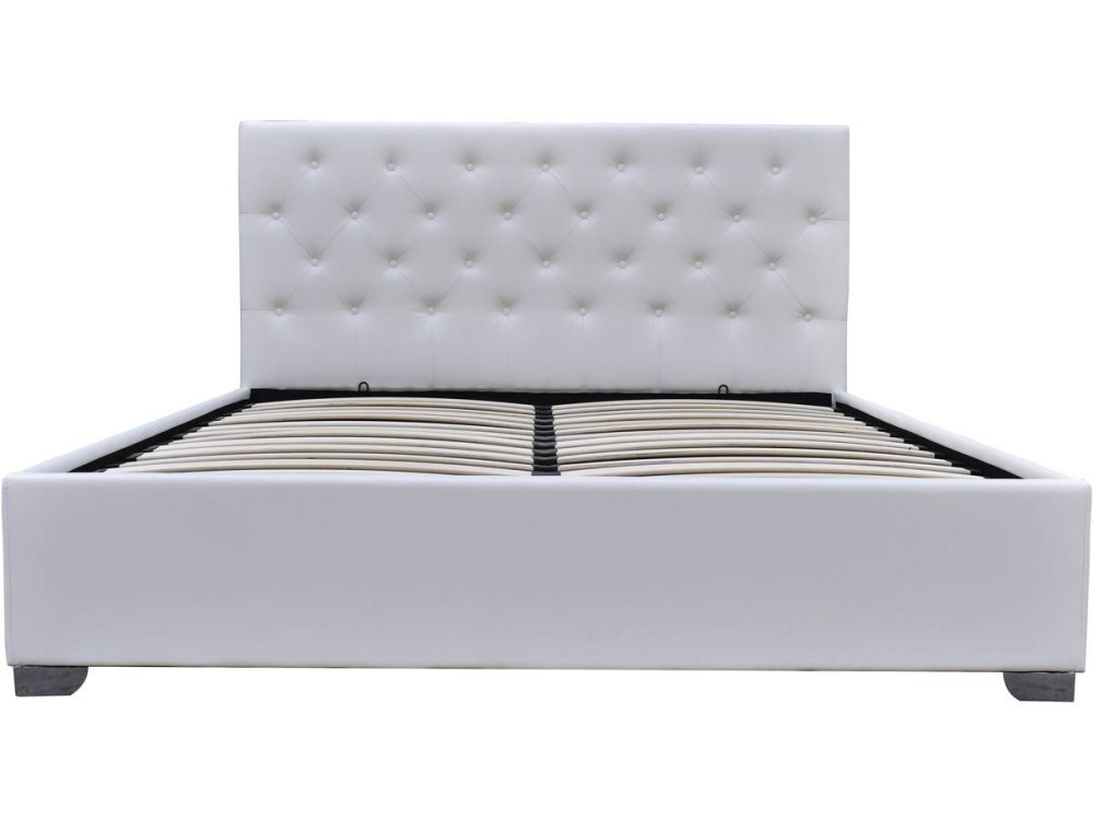 Cama de casal com baú "Tino" - 160 × 200 cm - Branco