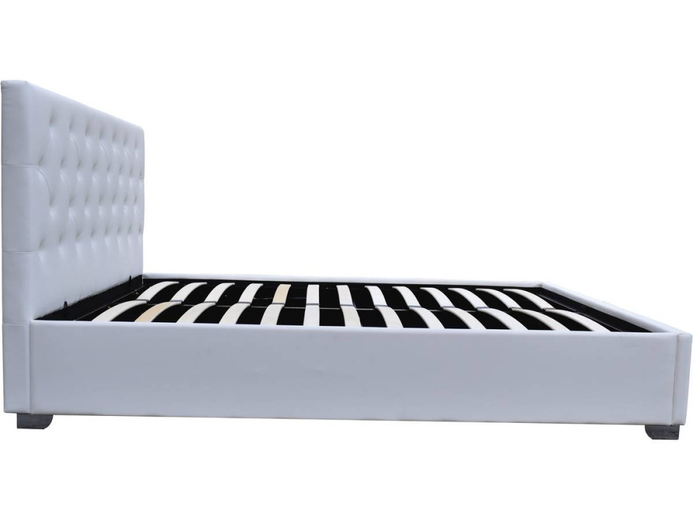 Cama de casal com baú "Tino" - 160 × 200 cm - Branco