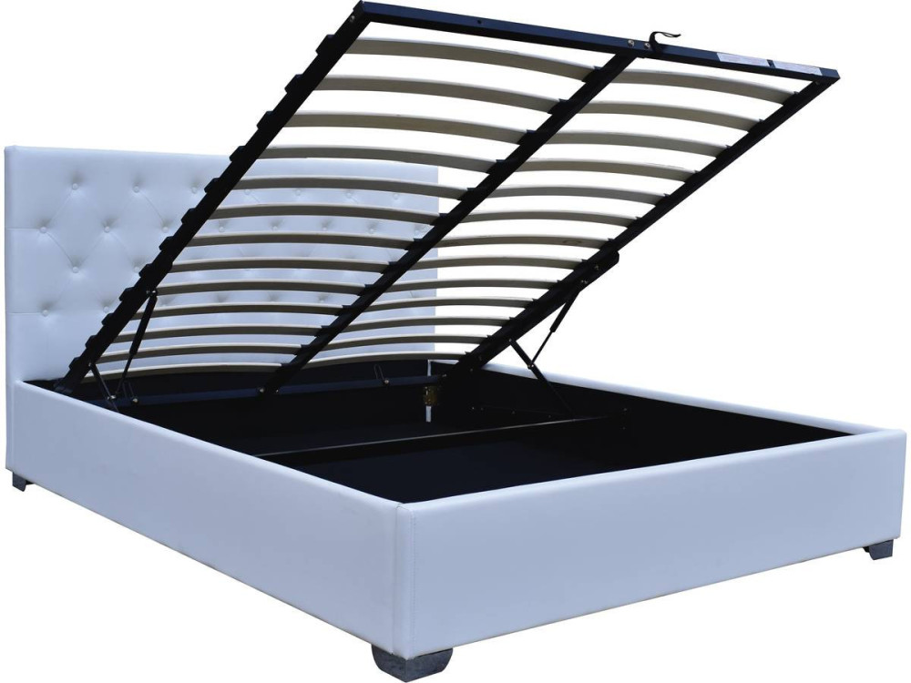 Cama de casal com baú "Tino" - 160 × 200 cm - Branco