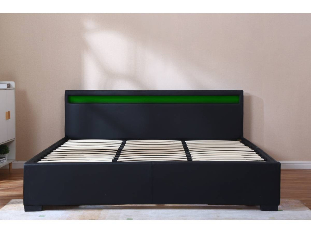 Cama dupla LED "Nico" com 4 gavetas - 180 x 200 cm - Preto