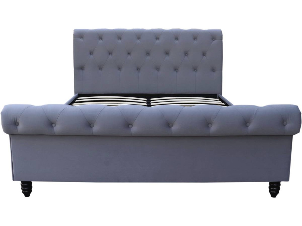 Cama de veludo “Godefroy” – 140 x 190 cm – Cinza
