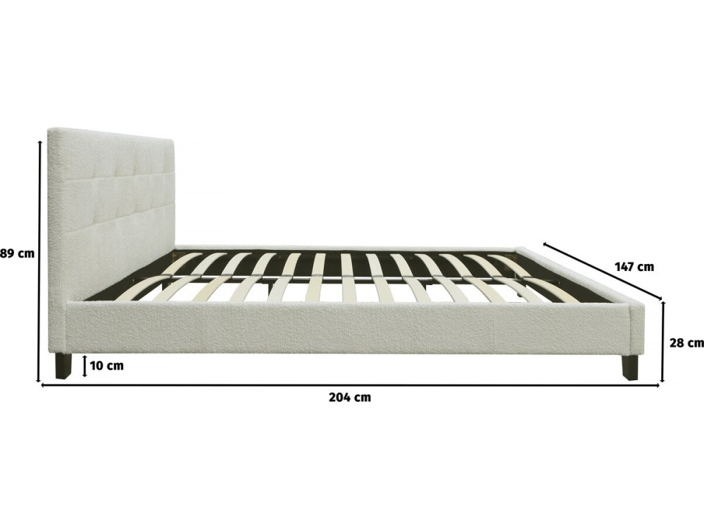 Cama atoalhada "Julia" 140x190cm - Creme