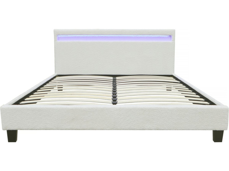 Cama atoalhada com LED "Maria" 160 x 200 cm - Creme