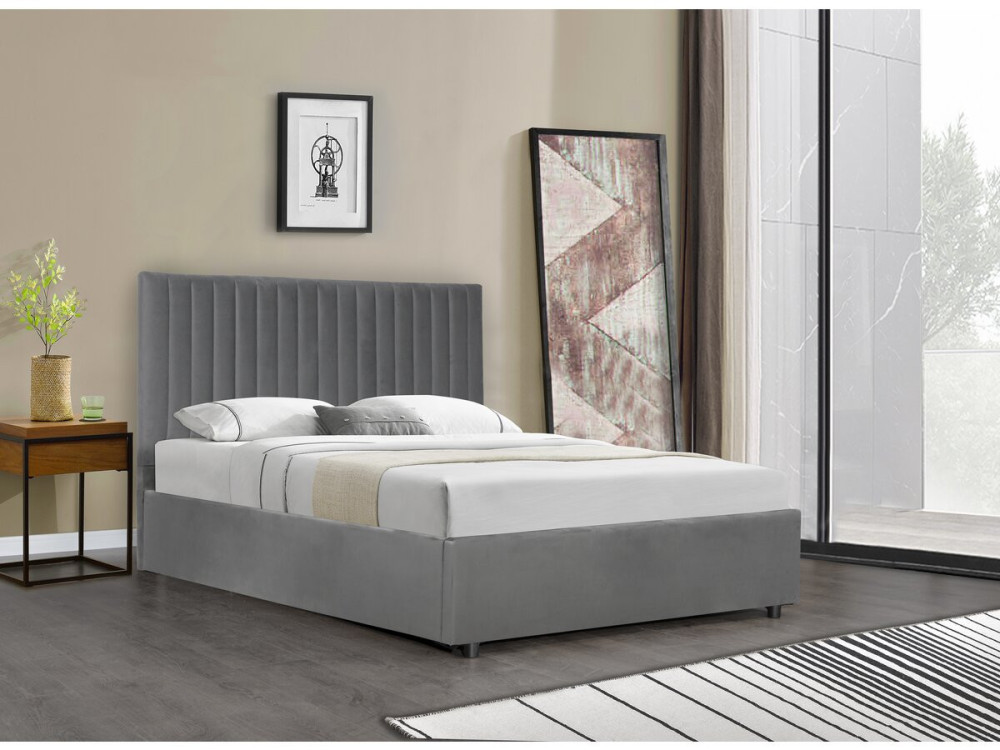 Cama com caixa "Mia" - 160 x 200 cm - Cinza