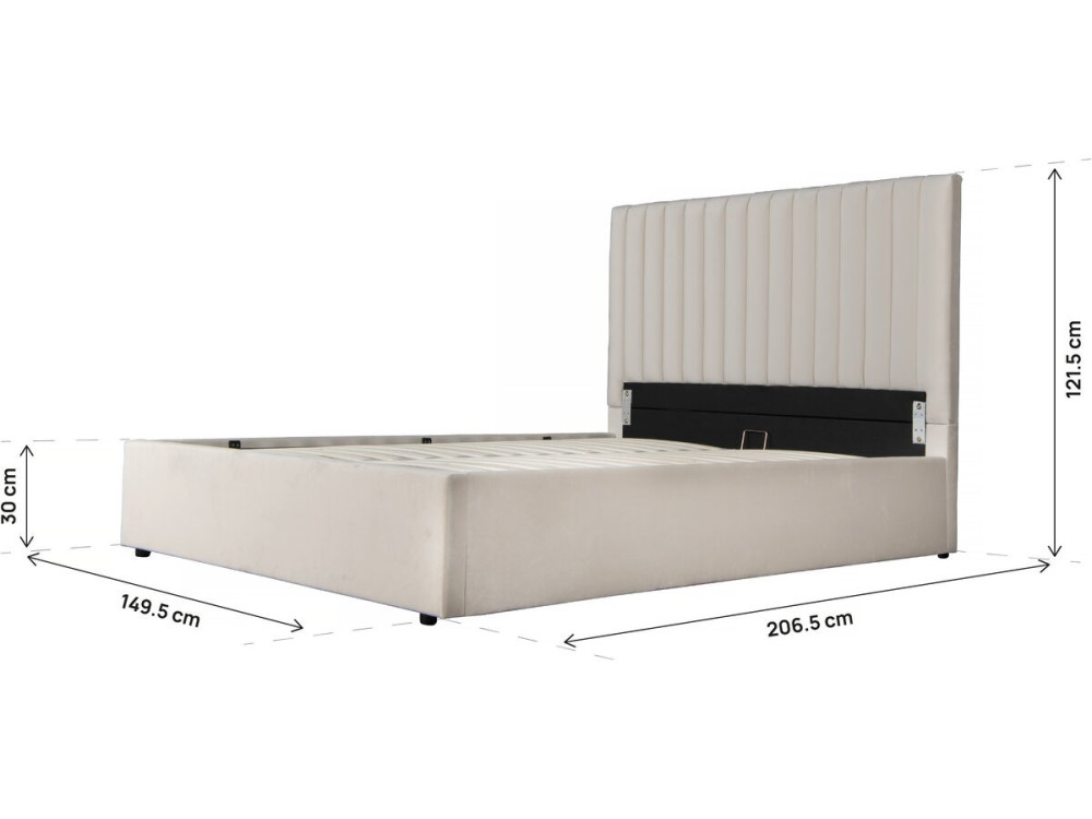 Cama com caixa "Mia" - 140 x 190 cm - Bege