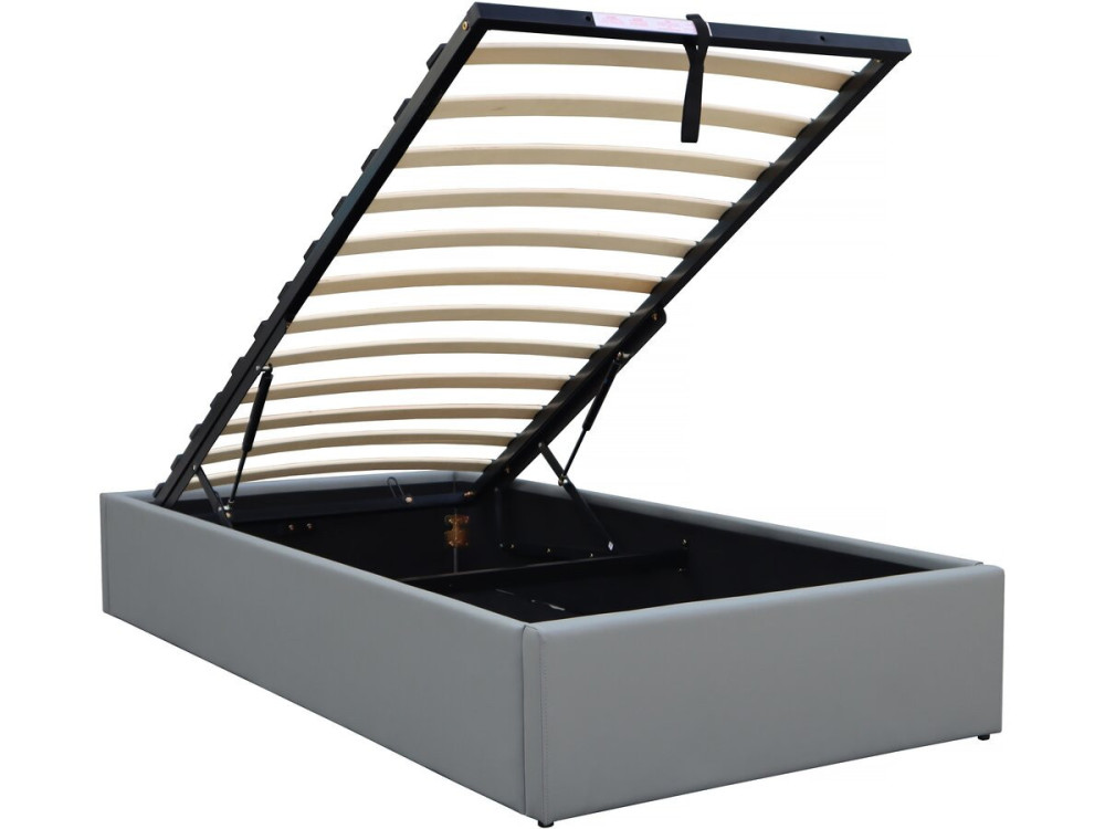 Cama de solteiro em PVC com caixa "Ava" - 90 x 190 cm - Cinza