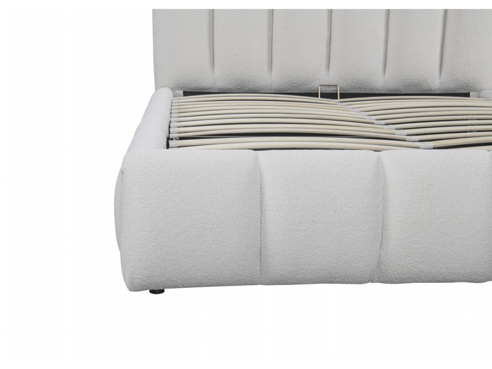 Cama Boucle com baú "Annie" - 140 x 190 cm - Branco