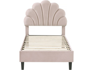Cama em forma de concha de veludo "Manon" - 90 x 190 cm - Bege