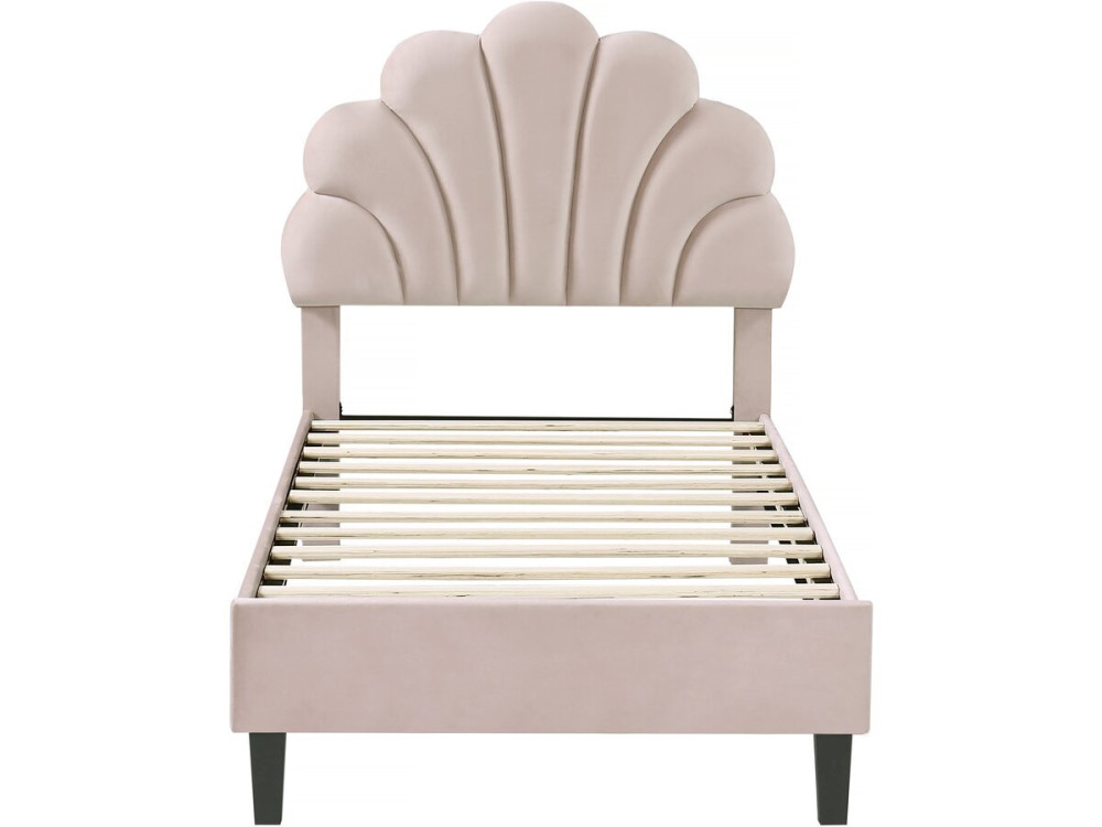 Cama em forma de concha de veludo "Manon" - 90 x 190 cm - Bege