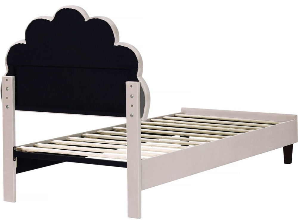 Cama em forma de concha de veludo "Manon" - 90 x 190 cm - Bege