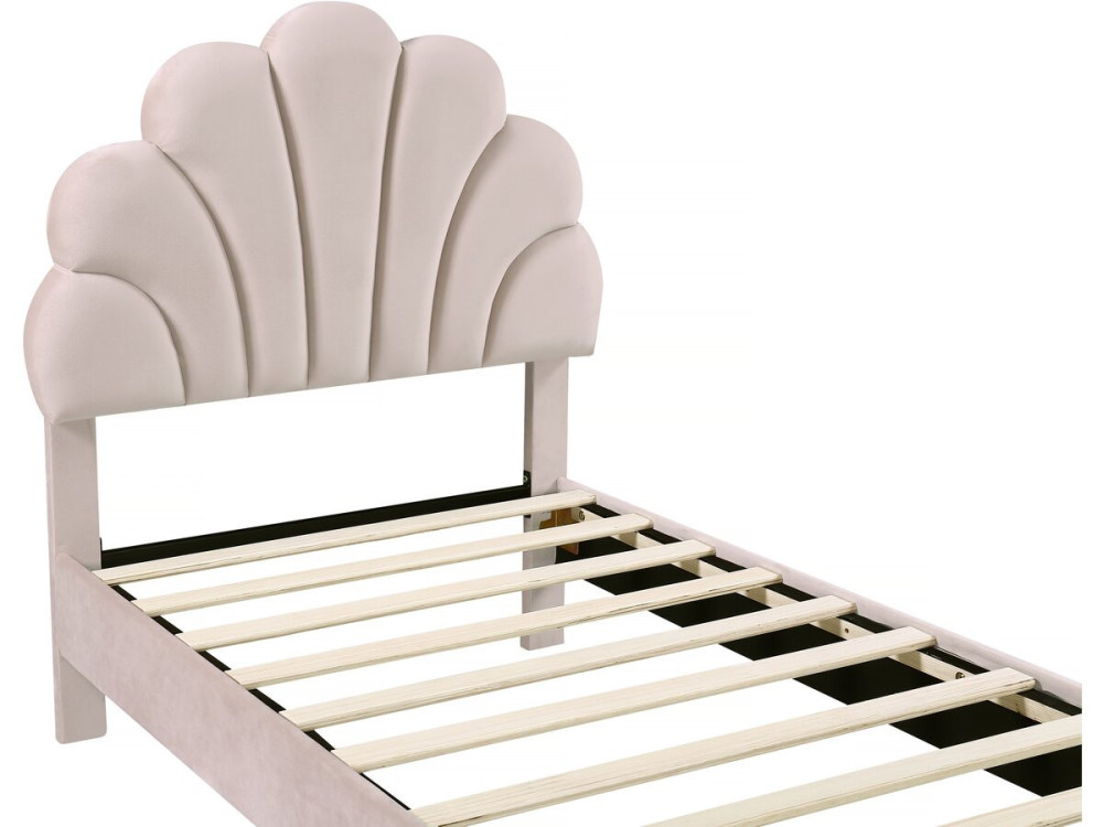 Cama em forma de concha de veludo "Manon" - 90 x 190 cm - Bege