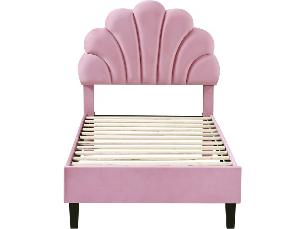 Cama em forma de concha de veludo "Manon" - 90 x 190 cm - Rosa
