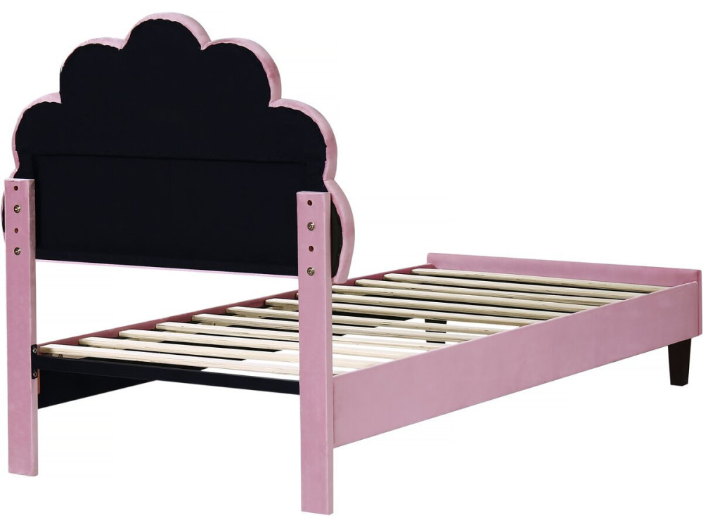 Cama em forma de concha de veludo "Manon" - 90 x 190 cm - Rosa