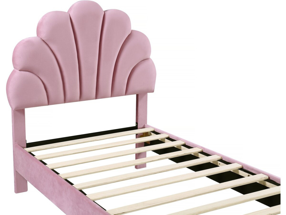 Cama em forma de concha de veludo "Manon" - 90 x 190 cm - Rosa