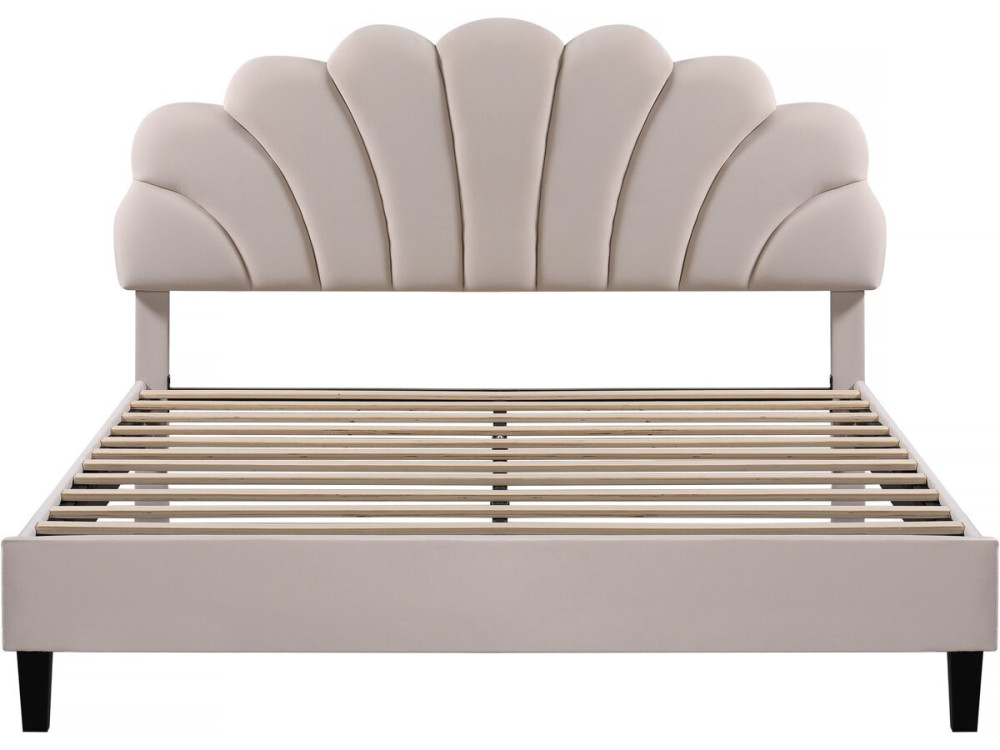 Cama de veludo "Manon" - Bege - 160 x 200 cm