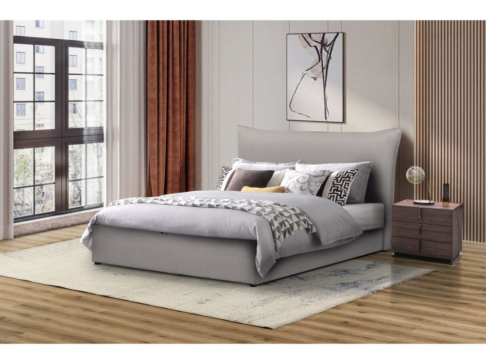 Cama dupla com arrumação "Megeve" 140 x 200 cm - Cinzento