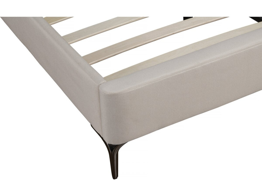 Cama de casal em tecido acolchoado "Aspen" 140 x 190 cm - Bege