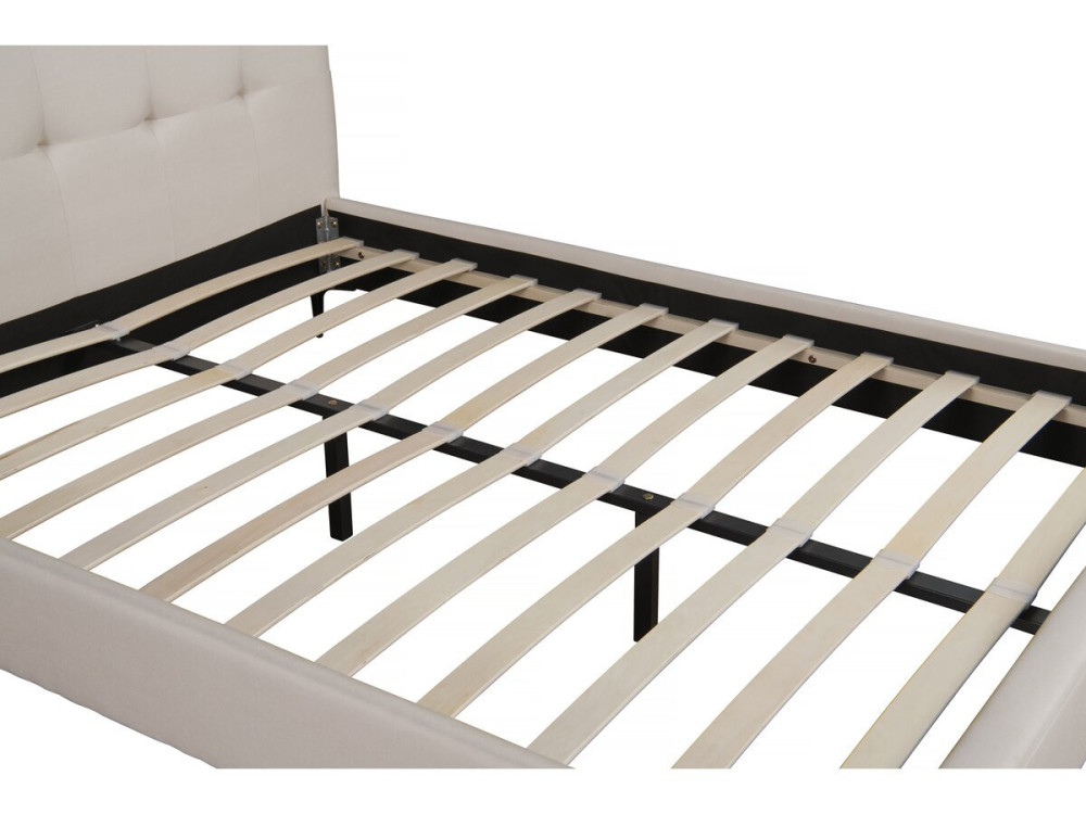 Cama de casal em tecido acolchoado "Aspen" 140 x 190 cm - Bege