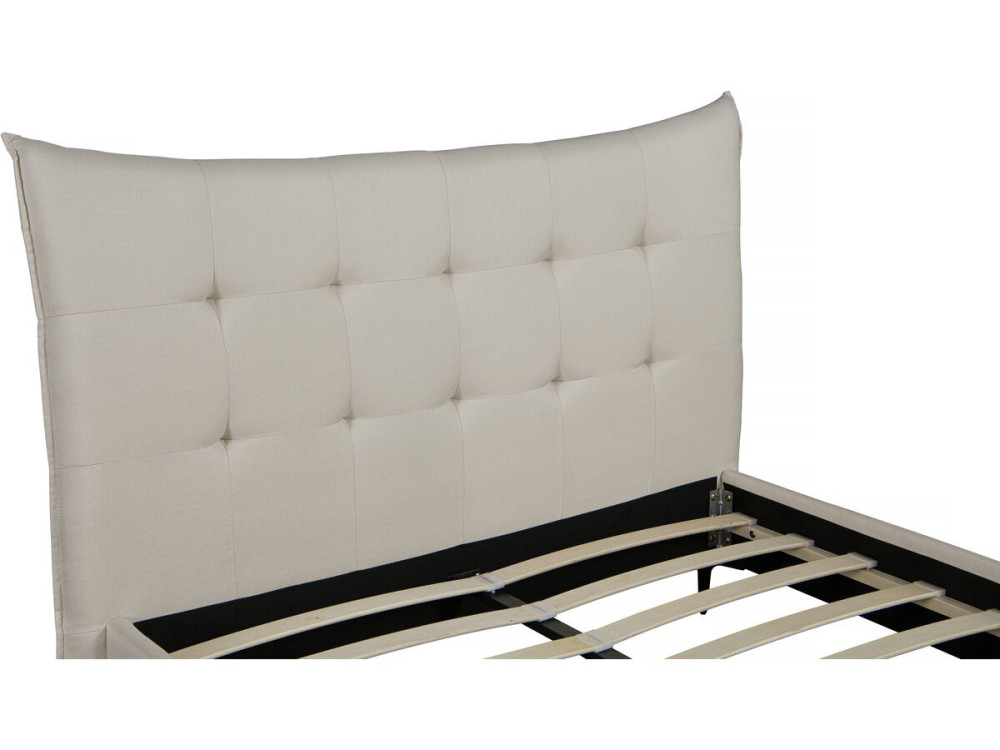 Cama de casal em tecido acolchoado "Aspen" 140 x 190 cm - Bege