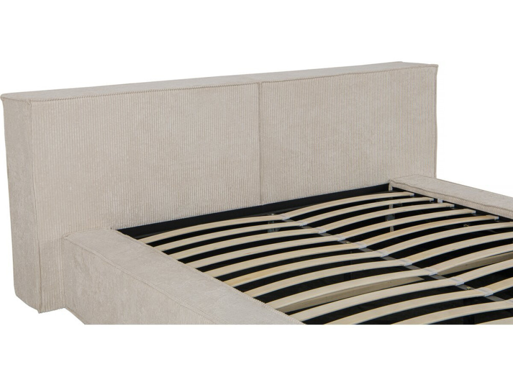 Cama de armazenamento em veludo cotelê "Courchevel" - 180 x 200 cm - Bege