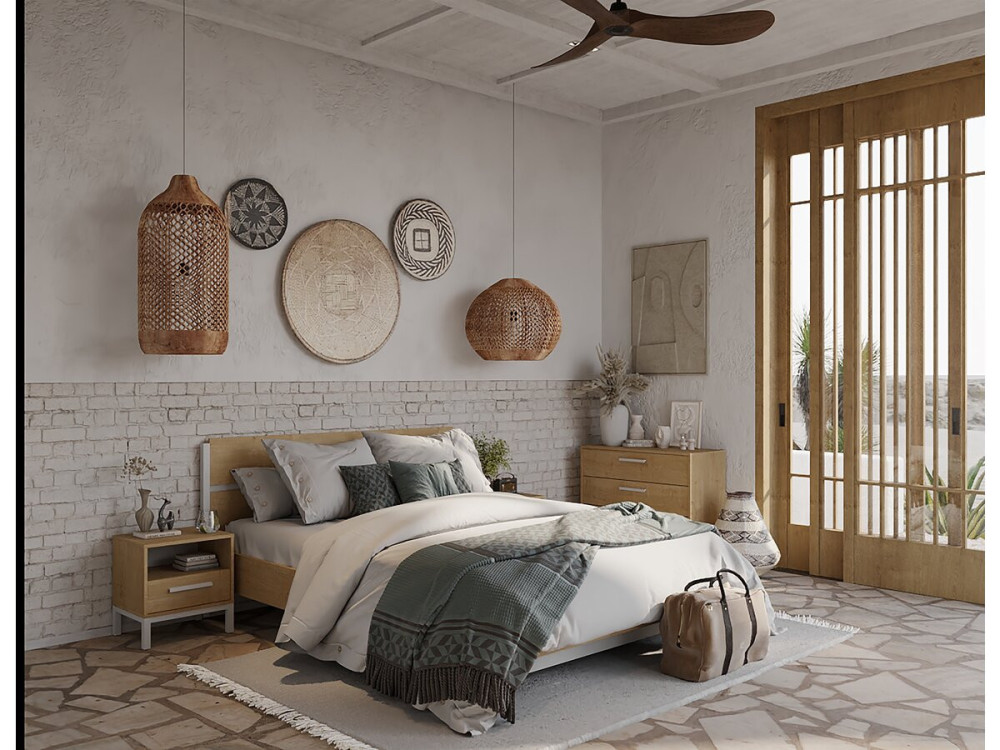 Cama de casal retrátil "Craft" - Madeira - 140 x 200 cm - Castanho