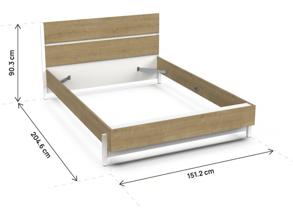 Cama de casal retrátil "Craft" - Madeira - 140 x 200 cm - Castanho