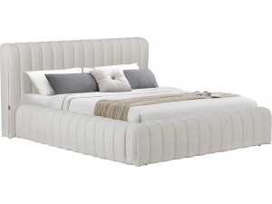 Cama de casal em tecido "Tignes" com arrumação - 140 x 190 cm - Bege