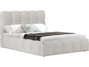 Cama de casal em tecido "Davos" com arrumação - 160 x 200 cm - Bege