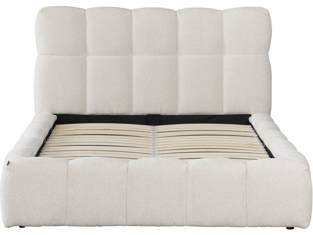 Cama de casal em tecido "Davos" com arrumação - 160 x 200 cm - Bege