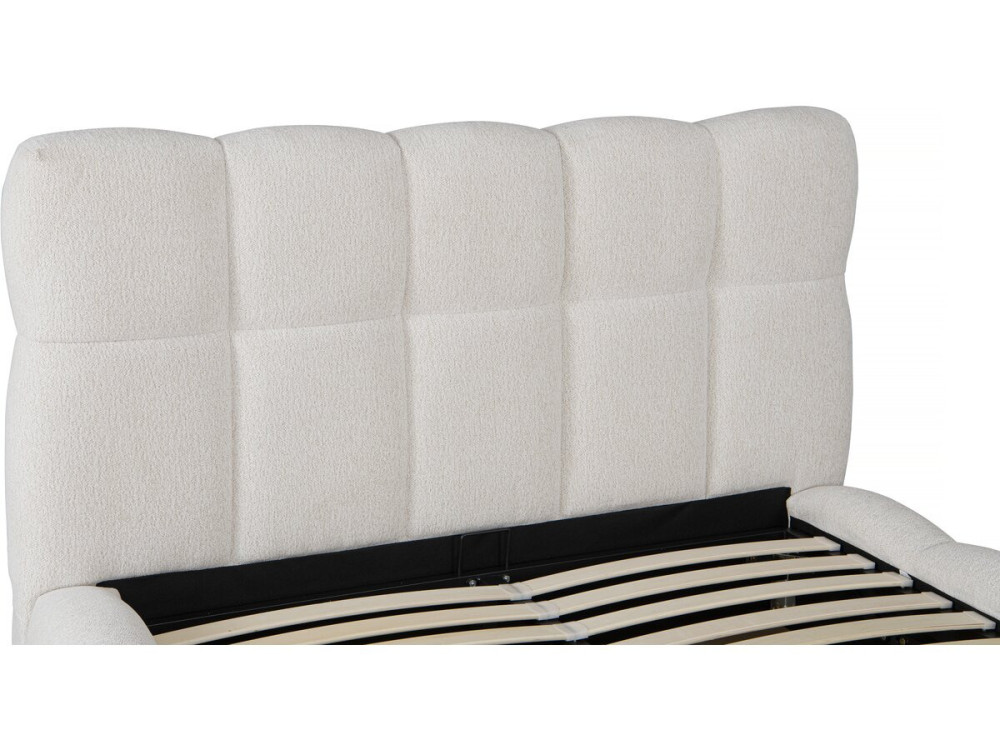 Cama de casal em tecido "Davos" com arrumação - 160 x 200 cm - Bege