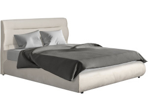 Cama de casal com arrumação em veludo "Chamonix" - 160 x 200 cm - Bege