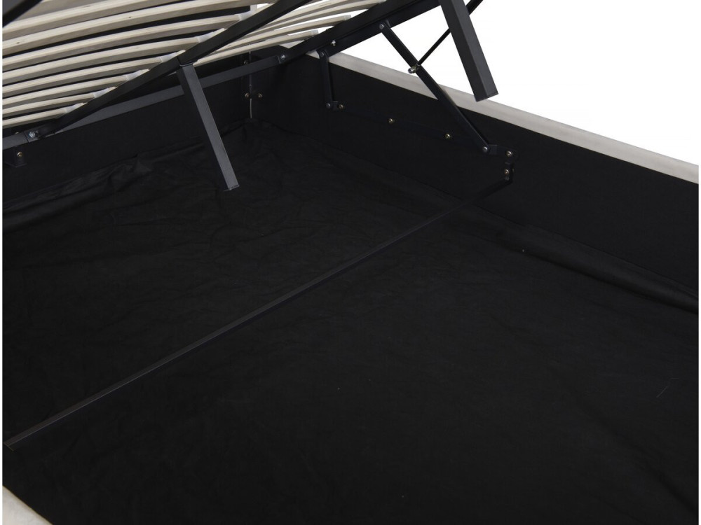 Cama de casal com arrumação em veludo "Chamonix" - 160 x 200 cm - Bege