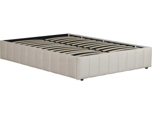Cama de casal com box em veludo "Meribel" - Bege - 140 x 190 cm