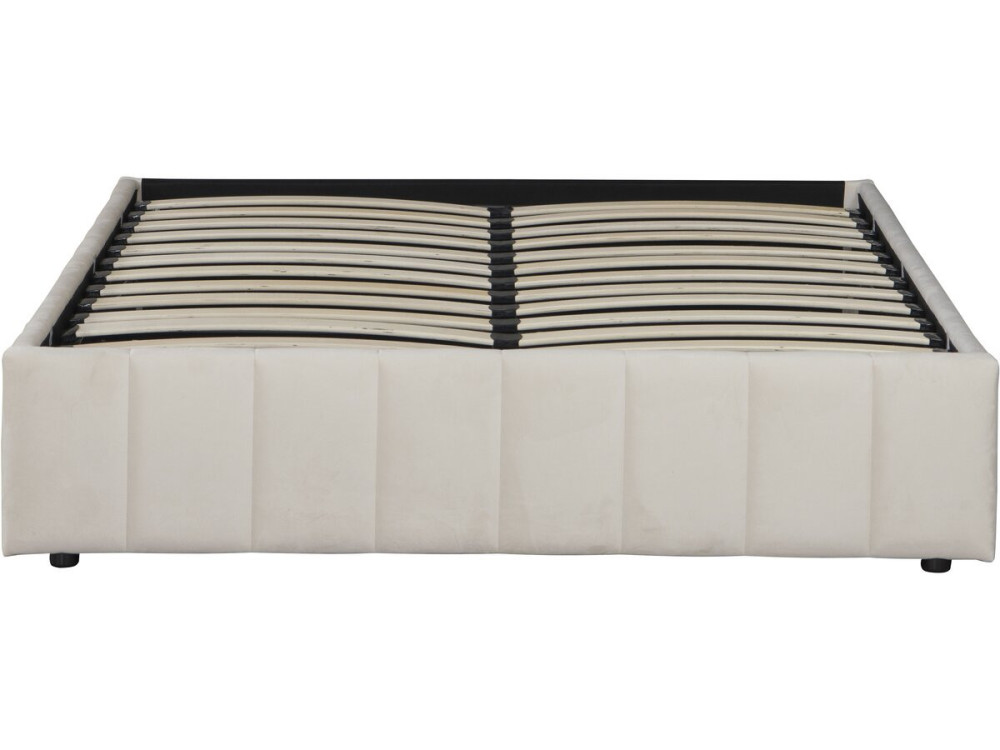 Cama de casal com box em veludo "Meribel" - Bege - 140 x 190 cm