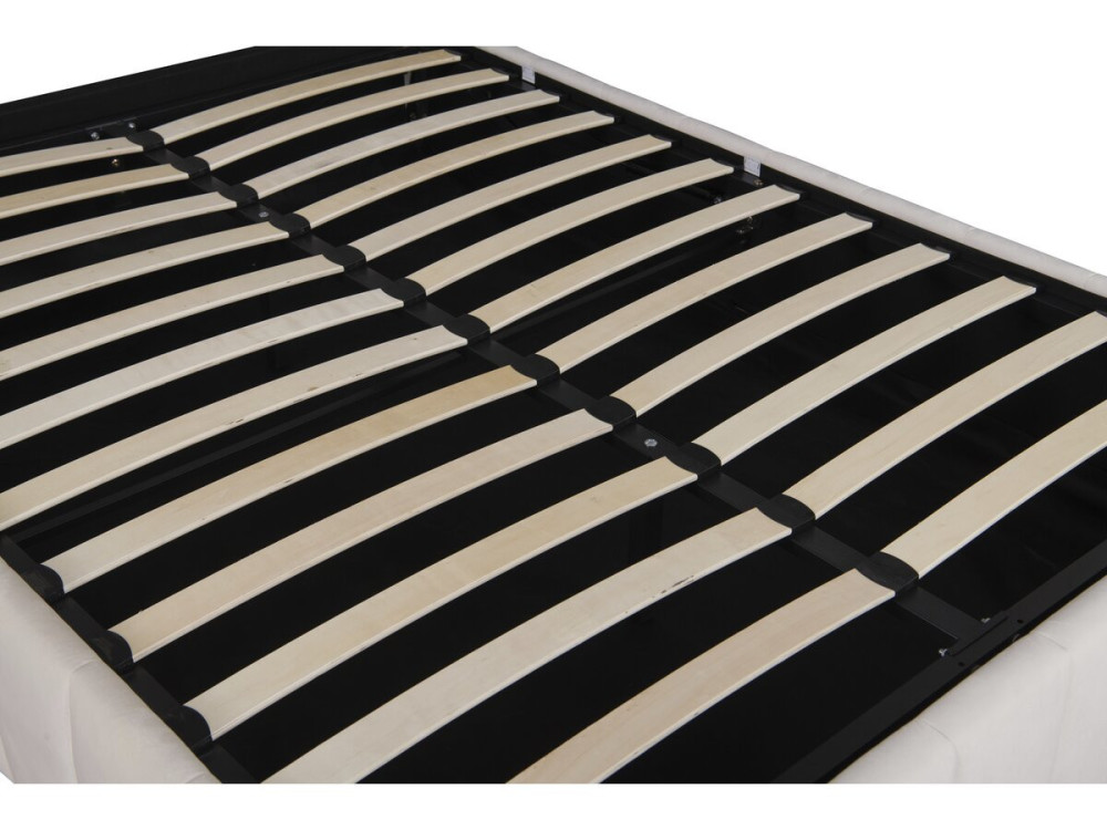 Cama de casal com box em veludo "Meribel" - Bege - 140 x 190 cm