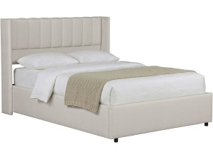 Cama de casal "Saint-Moritz" em linho com caixa - 140 x 190 cm - Bege