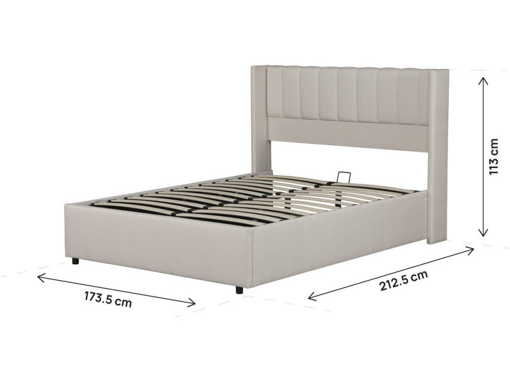 Cama de casal "Saint-Moritz" em linho com caixa - 160 x 200 cm - Bege
