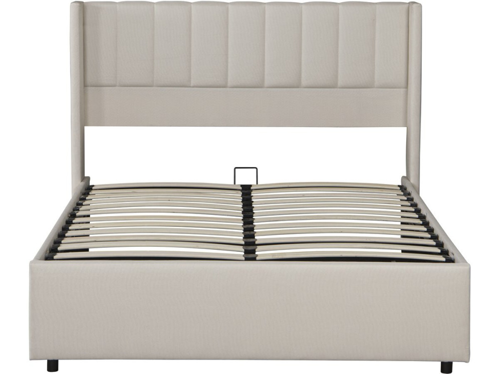 Cama de casal "Saint-Moritz" em linho com caixa - 160 x 200 cm - Bege