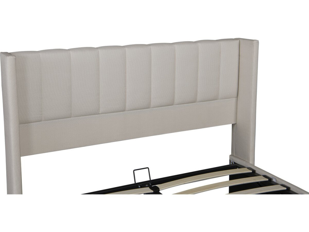 Cama de casal "Saint-Moritz" em linho com caixa - 160 x 200 cm - Bege