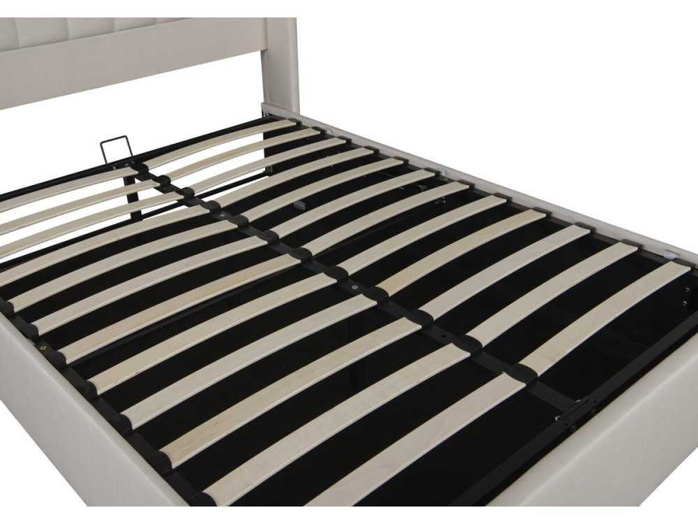 Cama de casal "Saint-Moritz" em linho com caixa - 160 x 200 cm - Bege