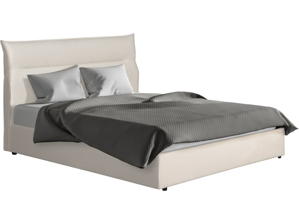 Cama de veludo "Isola" com caixa de arrumação - 160 x 200 cm - Bege