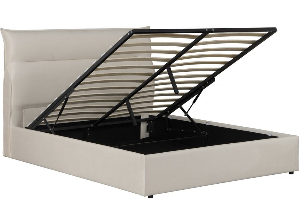 Cama de veludo "Isola" com caixa de arrumação - 160 x 200 cm - Bege