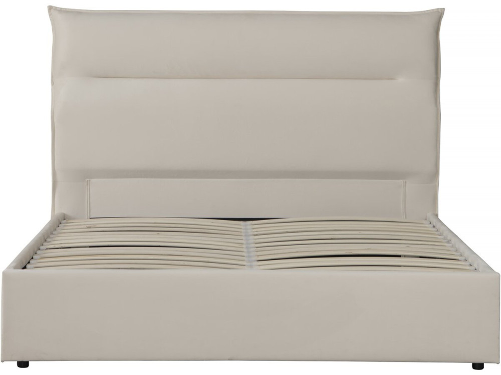 Cama de veludo "Isola" com caixa de arrumação - 160 x 200 cm - Bege
