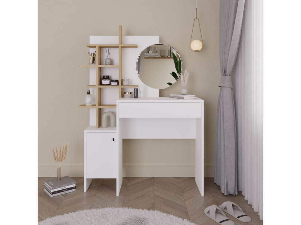 Mesa de maquilhagem de madeira "Mup" 105 x 35 x 151 cm - Branco