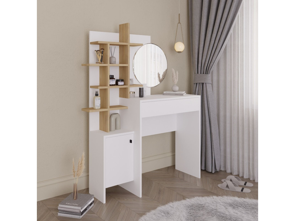 Mesa de maquilhagem de madeira "Mup" 105 x 35 x 151 cm - Branco