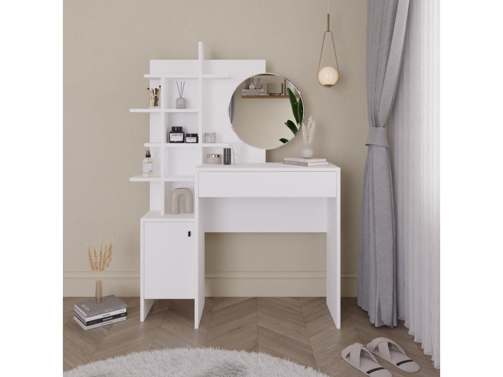 Mesa de maquilhagem de madeira "Mup" 105 x 35 x 151 cm - Branco